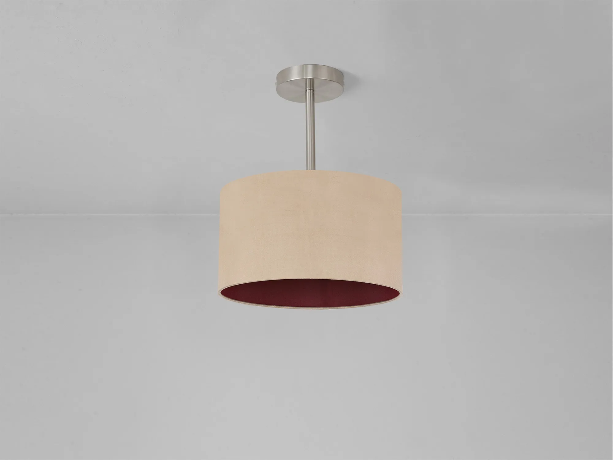 Baymont 30cm Semi Flush 1 Light Satin Nickel; Antique Gold/Ruby DK0244  Deco Baymont SN AG